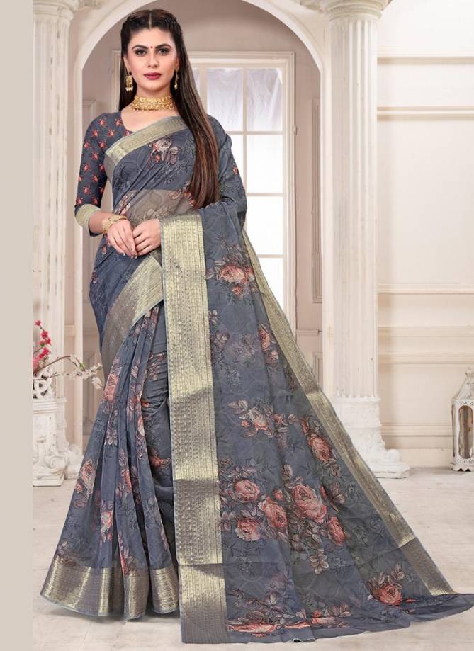 NP 1134 COLOURS Latest Fancy Designer Festive Wear Fine Georgatte With Jequred Border And Digital Print Saree Collection